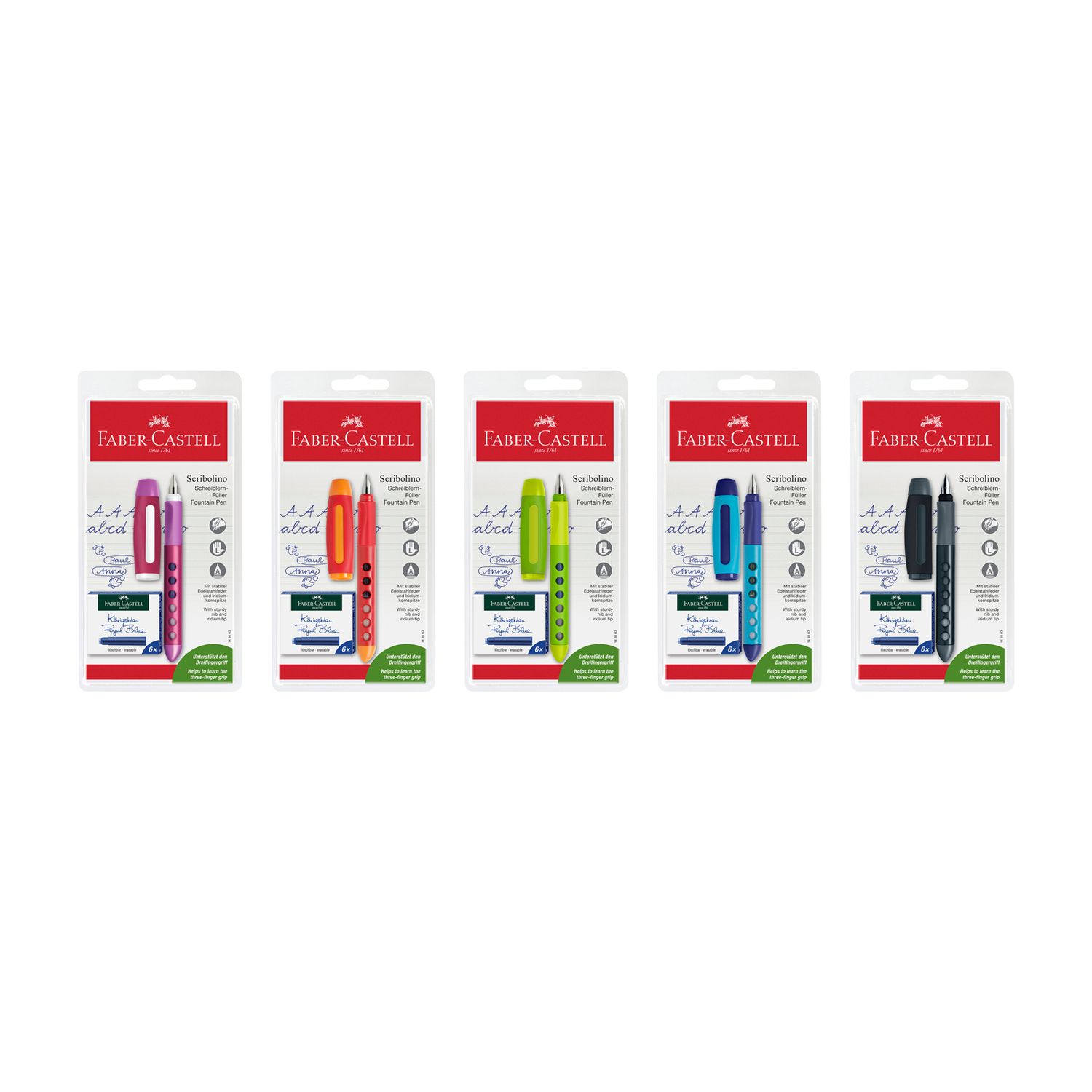 Pluma Fuente Faber Castell Scribolino Zurdo Colores Surtidos