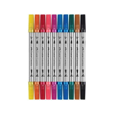 Marcador Faber Castell Doble Punta Glitter 10 Colores