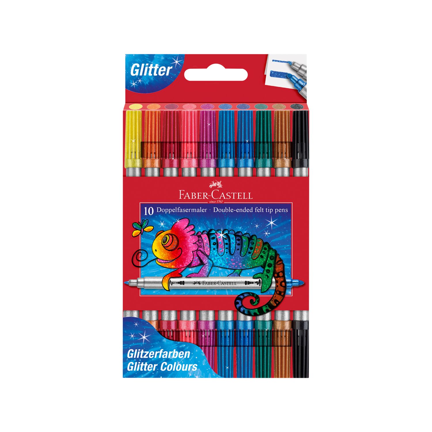 Marcador Faber Castell Doble Punta Glitter 10 Colores