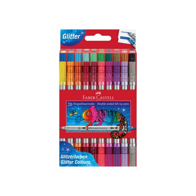 Marcador Faber Castell Doble Punta Glitter 20 Colores