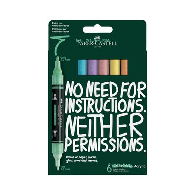 Marcador Acrilico Faber Castell Multimark 6 Colores Pastel