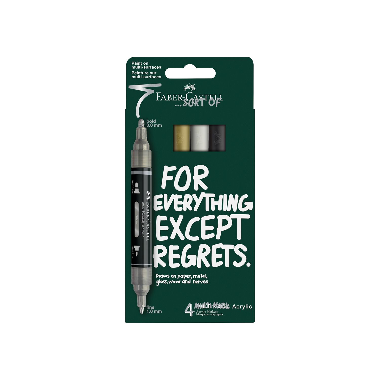 Marcador acrilico Faber Castell Multimark 4 Colores Clasicos