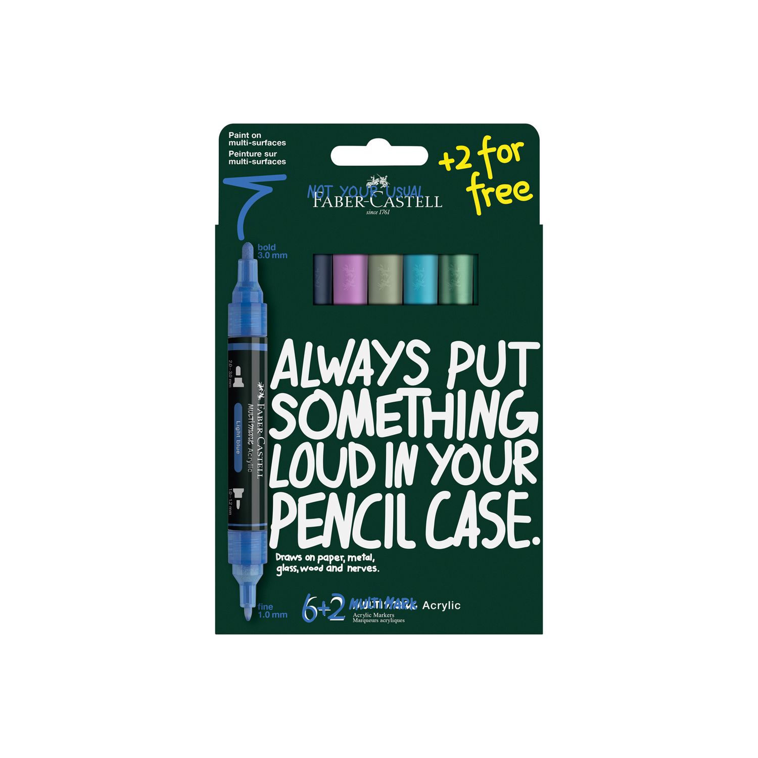 Marcador Acrilico Faber Castell Multimark 6+2 Colores Frost