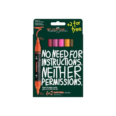 Marcador Acrilico Faber Castell Multimark 6+2 Col Flame