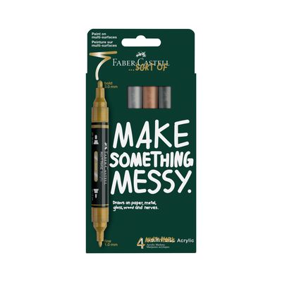 Marcador Acrilico Faber Castell Multimark 4 Colores Metallic