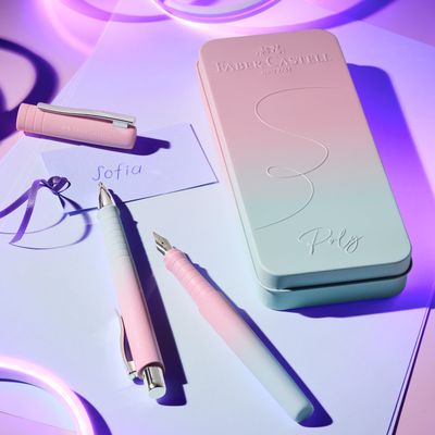 Juego de Escritura Faber Castell Poly Ball + Pen Flow Blushing Sky