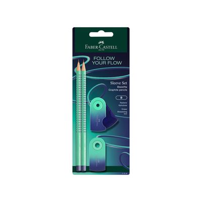 Lapiz Faber Castell Grip Sleeve Set 4 Piezas Flow Edicion Buzzing Blue BK