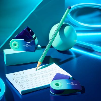 Lapiz Faber Castell Grip Sleeve Set 4 Piezas Flow Edicion Buzzing Blue BK