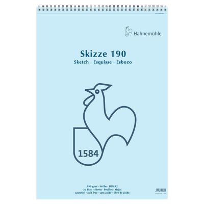 Block Hahnemuhle Skizze 190gr. con espiral, tamaño A2, 50 hojas