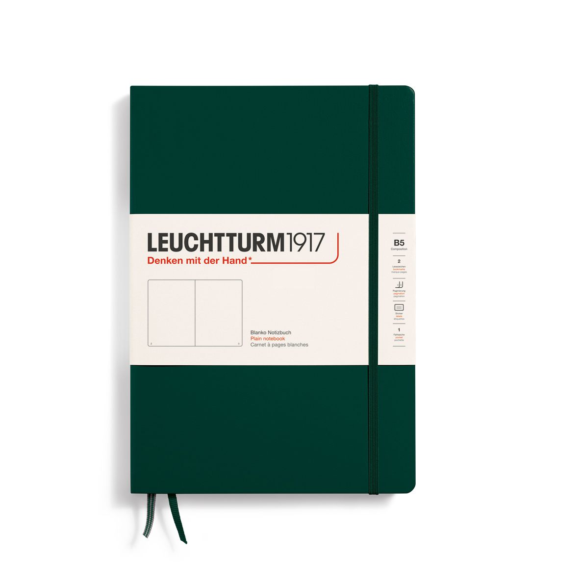Cuaderno Leuchtturm1917 Composition B5 Tapa Dura, Forest Green, blanco