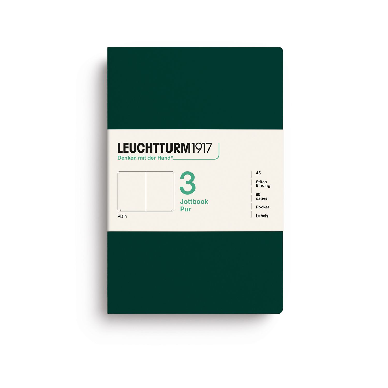 Cuaderno Leuchtturm1917 Jottbook Pur A5 Forest Green, plain