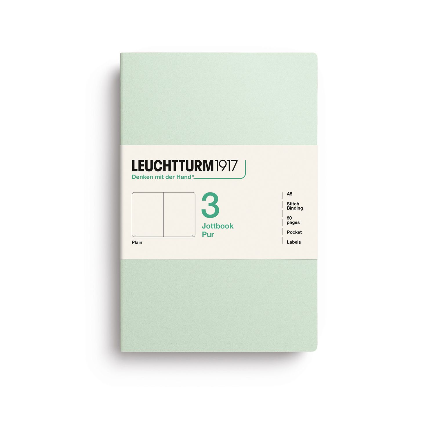 Cuaderno Leuchtturm1917 Jottbook Pur A5 Mint Green, plain
