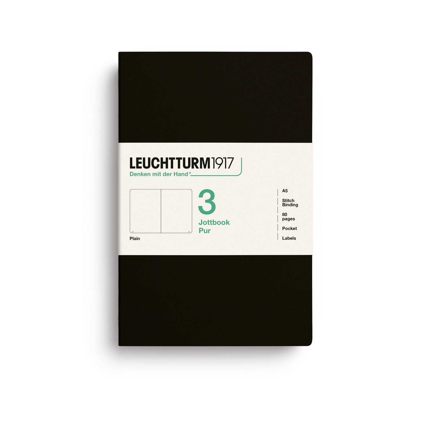 Cuaderno Leuchtturm1917 Jottbook Pur A5 Negro, plain