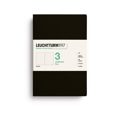 Cuaderno Leuchtturm1917 Jottbook Pur A5 Negro, puntos