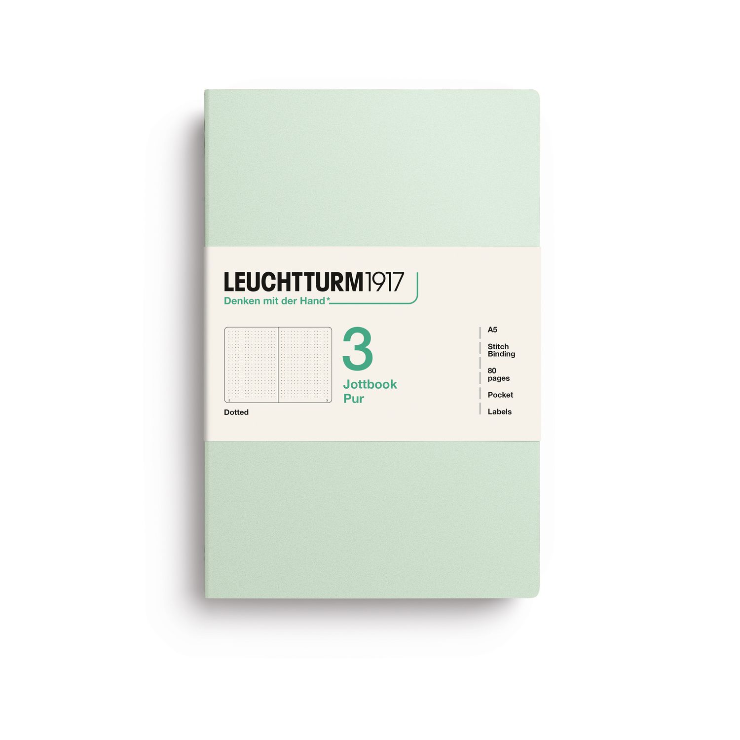 Cuaderno Leuchtturm1917 Jottbook Pur A5 Mint Green, puntos