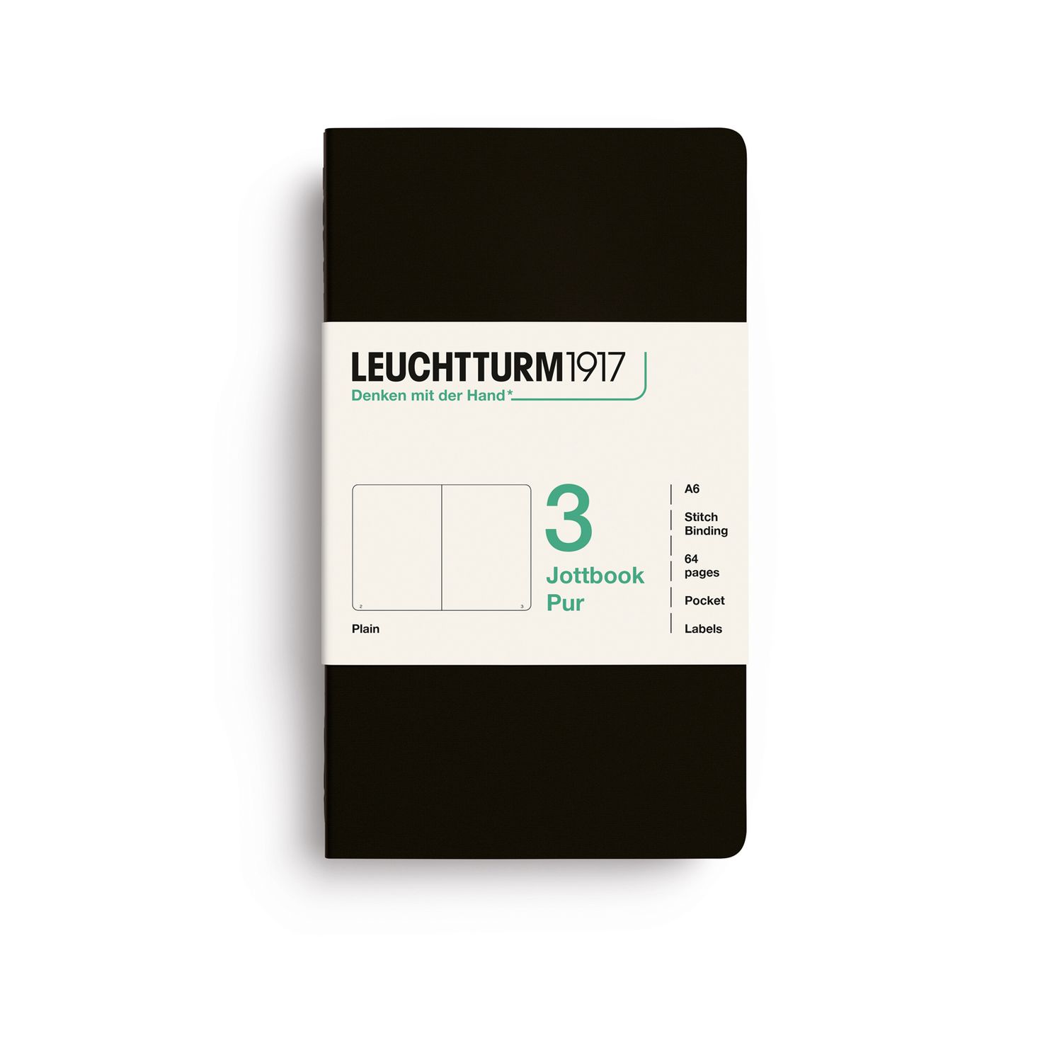 Cuaderno Leuchtturm1917 Jottbook Pur A6 Negro, plain