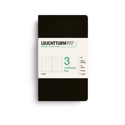 Cuaderno Leuchtturm1917 Jottbook Pur A6 Negro, puntos