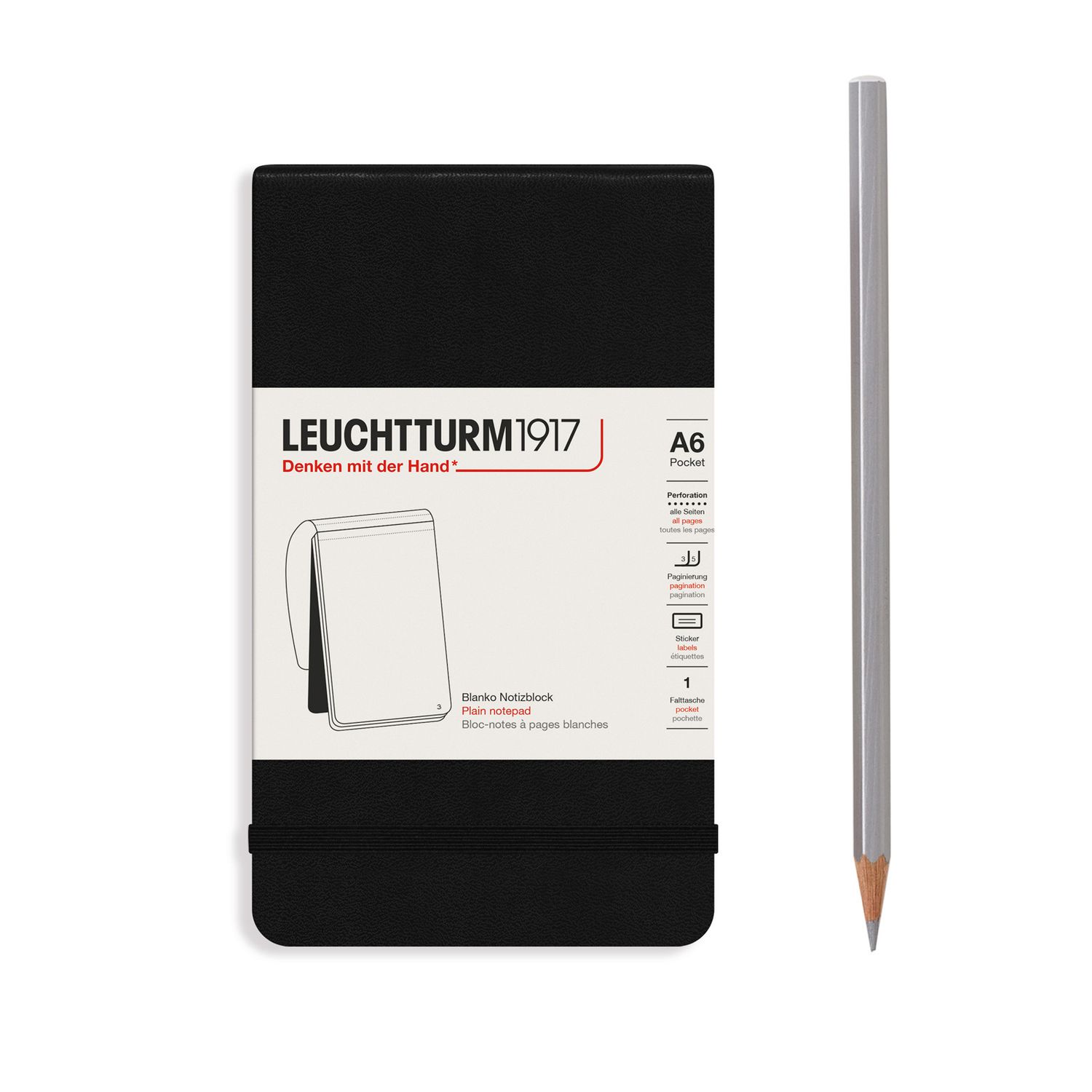 Cuaderno Leuchtturm1917 Reporter A6, color Negro, plain