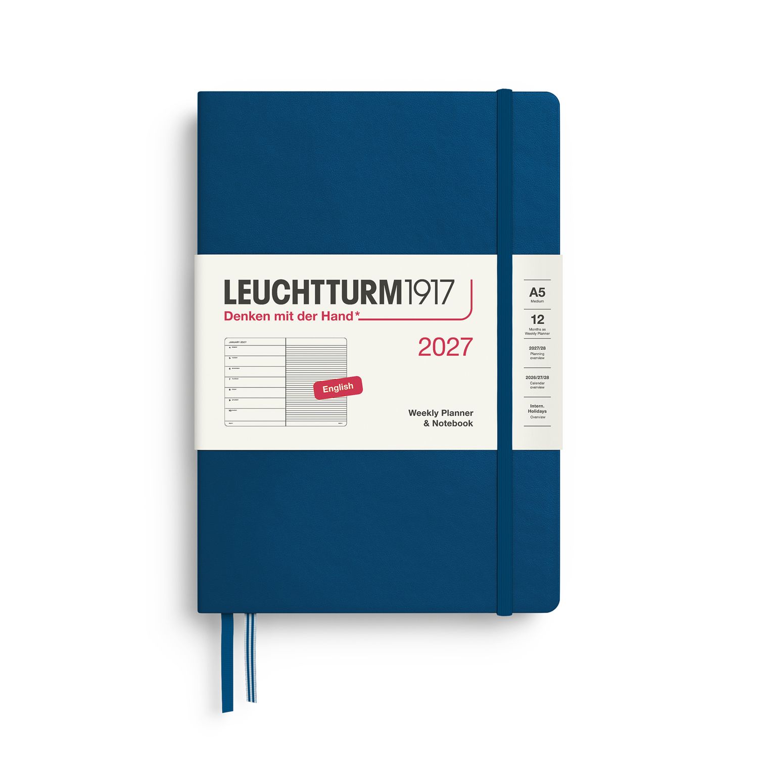 Agenda 2027 Leuchtturm1917 Weekly Planner and Notebook A5, Indigo