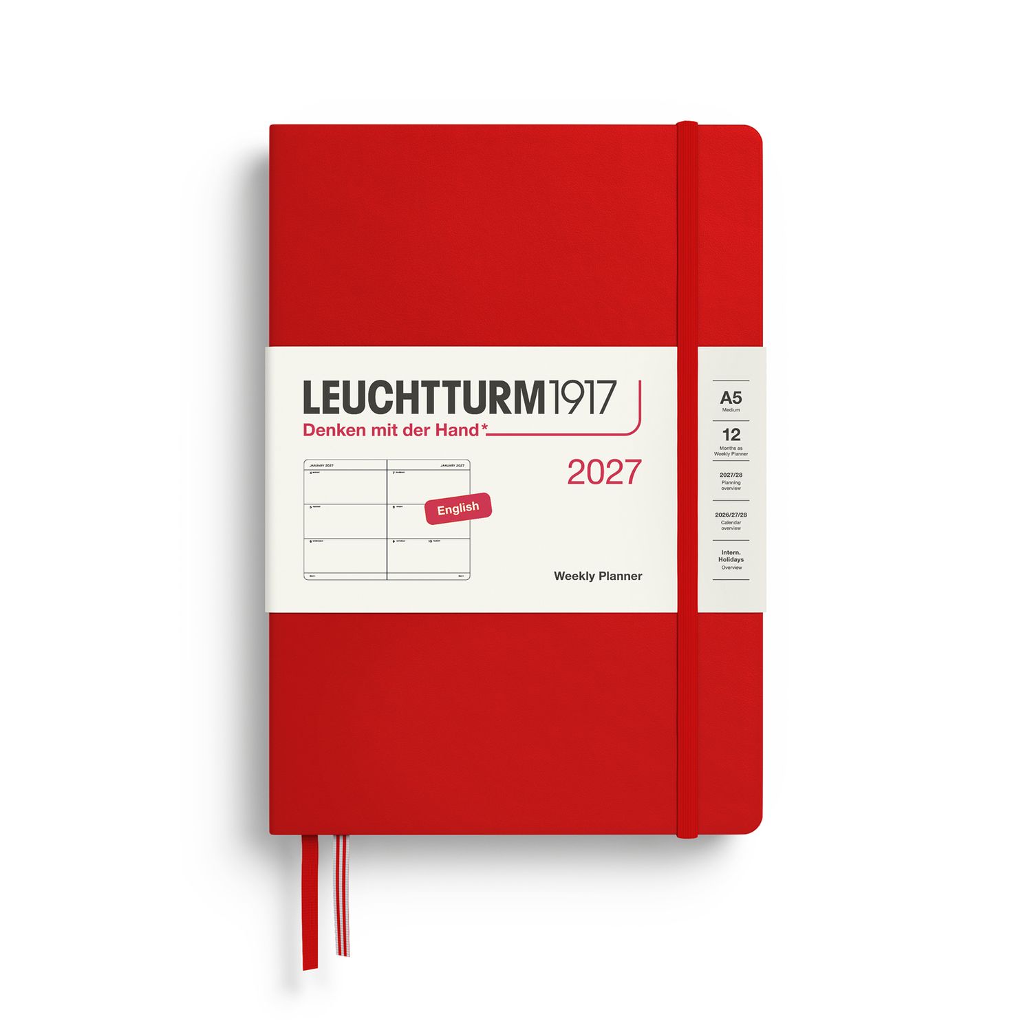 Agenda 2027 Leuchtturm1917 Weekly Planner A5, Cherry