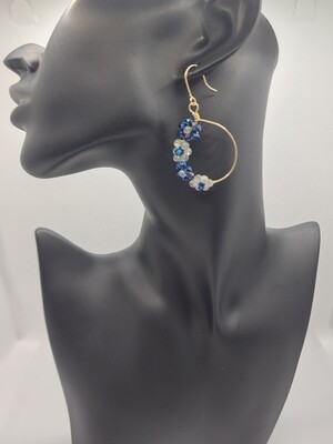 Labradorite and Midnight Blue flower earrings