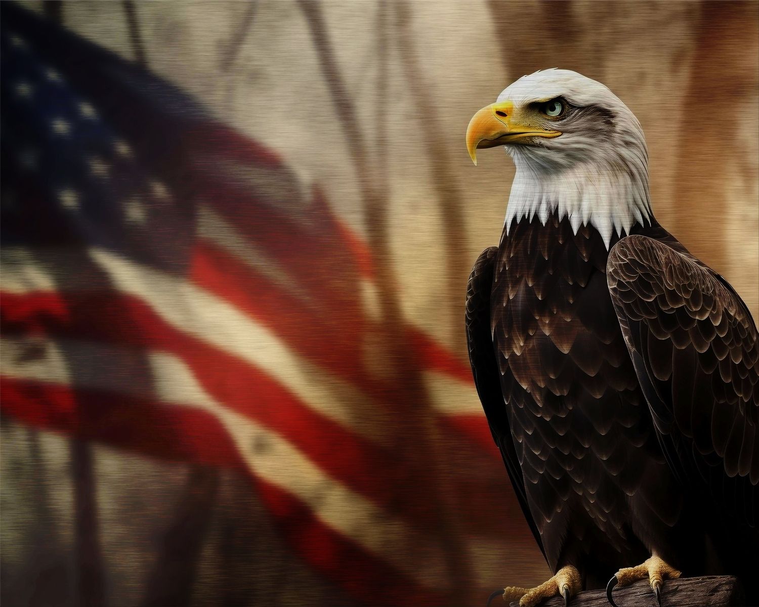 Eagle with flag