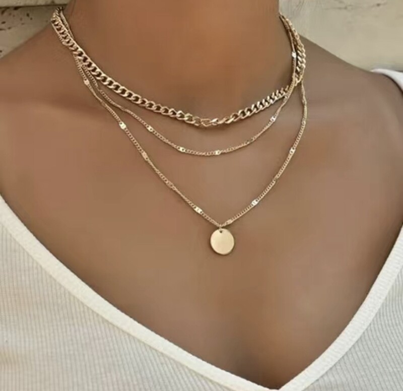Chain Disc Layered Necklace