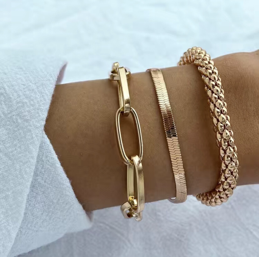 3Pcs/Set Thick Chain Link Bracelets
