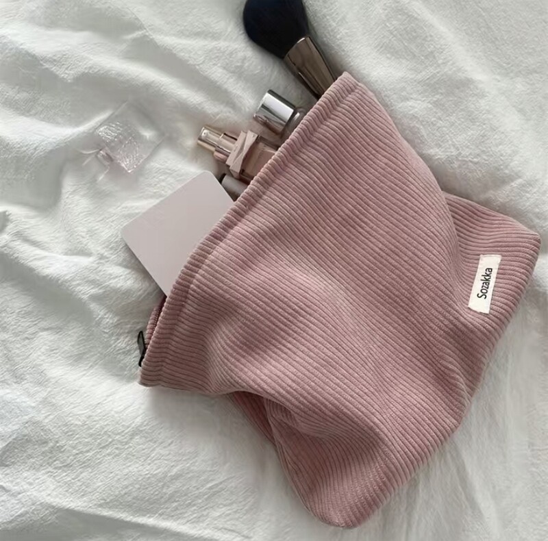 Stylish Corduroy Cosmetic Bag