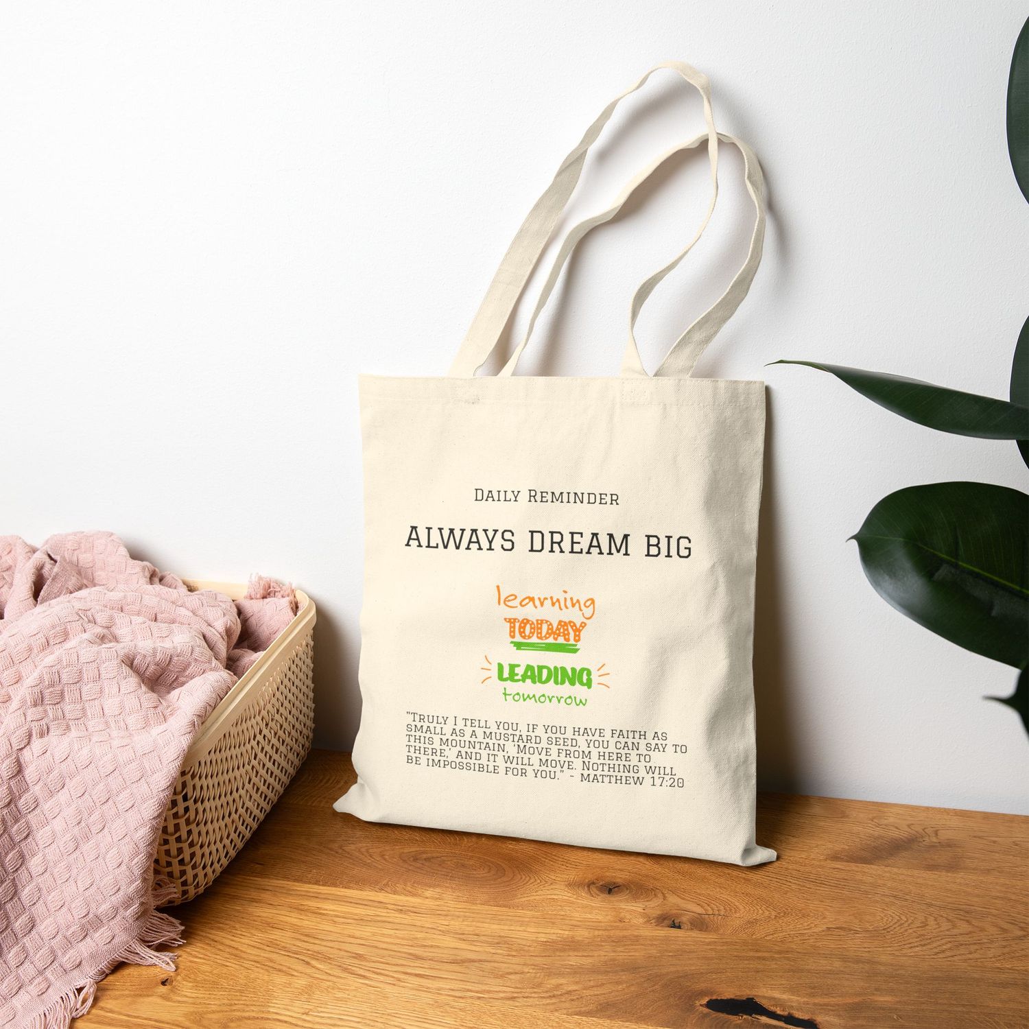 Always Dream Big Tote Bag - Inspirational Canvas Bag for Shopping, Beach Days, Eco-Friendly Gift, Daily Reminder Bag, Reusable Grocery Tote