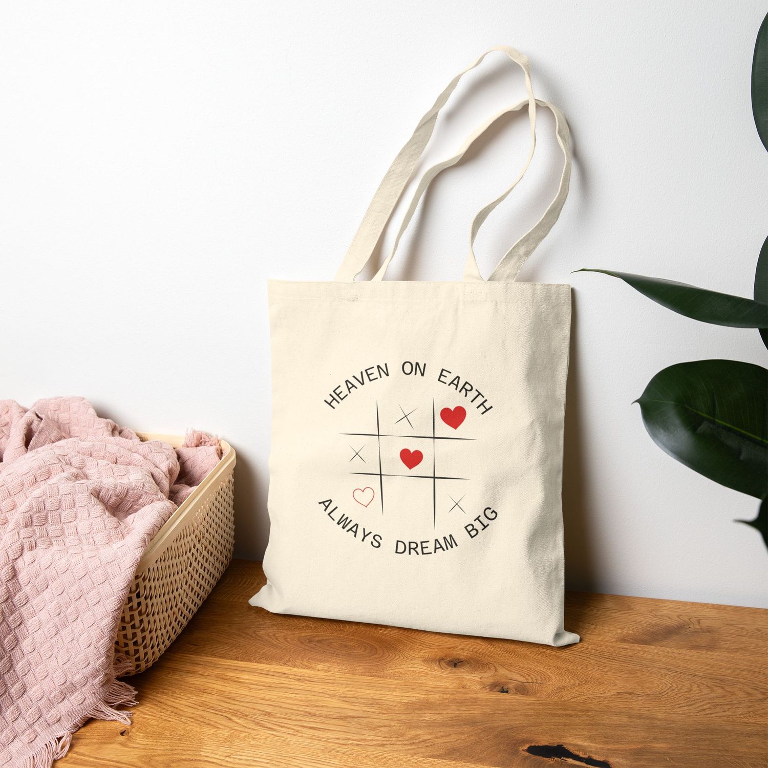 Heaven On Earth Cotton Canvas Tote Bag - &quot;Heaven on Earth&quot; Design, Reusable Shopping Bag, Gift for Nature Lovers, Sustainable Fashion