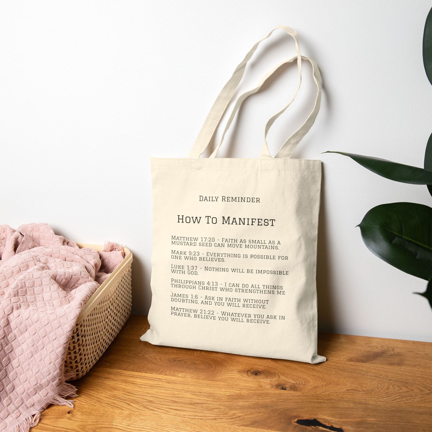 Daily Reminder How To Manifest Tote Bag - Inspirational Canvas Bag for Shopping, Beach Days, Eco-Friendly Gift, Daily Reminder Bag, Reusable Grocery Tote