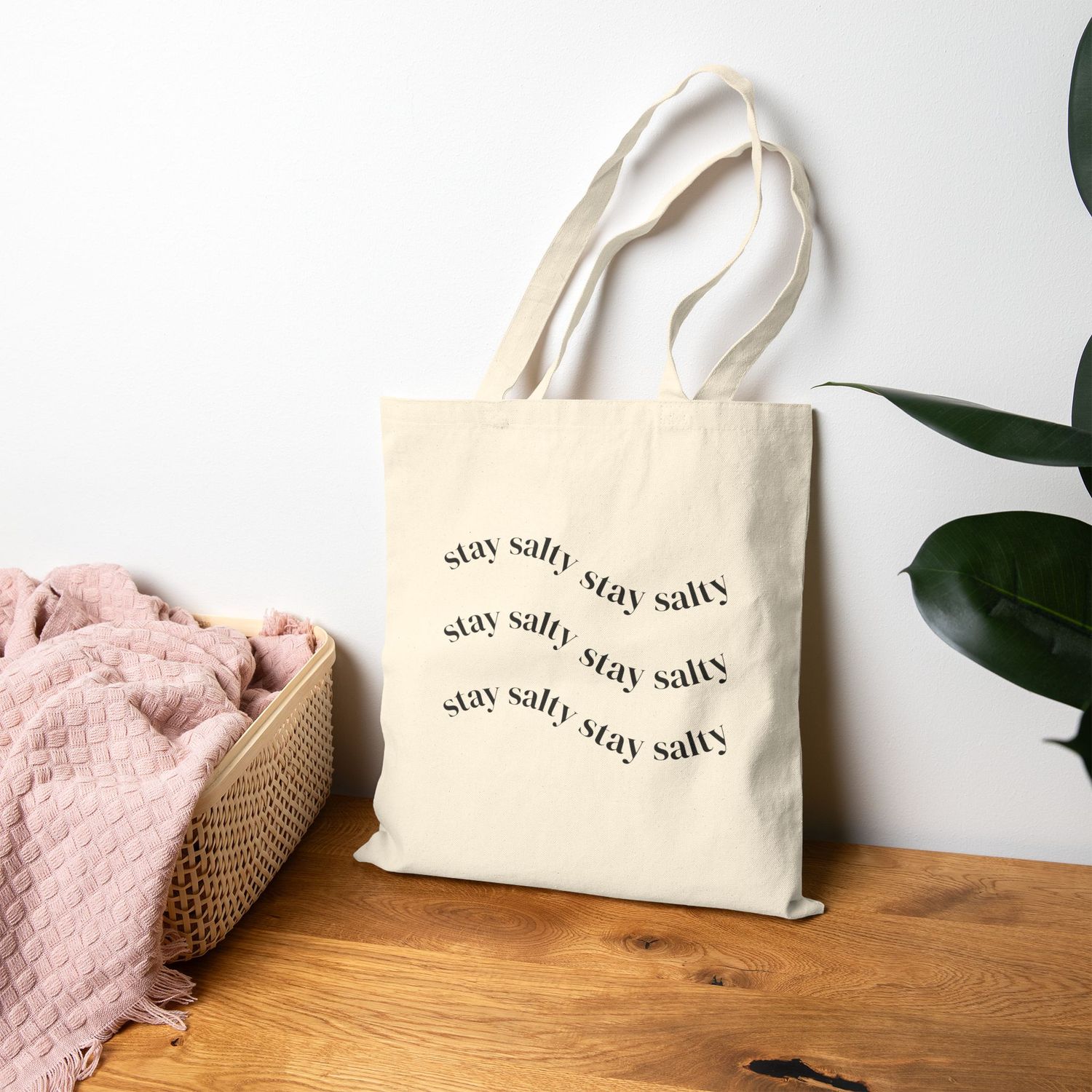 Stay Salty Cotton Canvas Tote Bag, Eco-Friendly Shopping Bag, Beach Tote, Summer Accessories, Gift for Beach Lovers, Reusable Tote