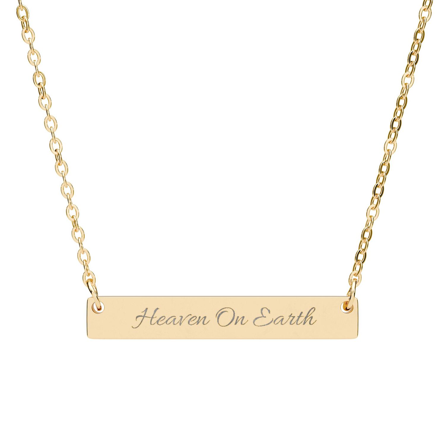 Heaven On Earth Horizontal Bar Necklace, Engraved Jewelry Gift, Meaningful Gift