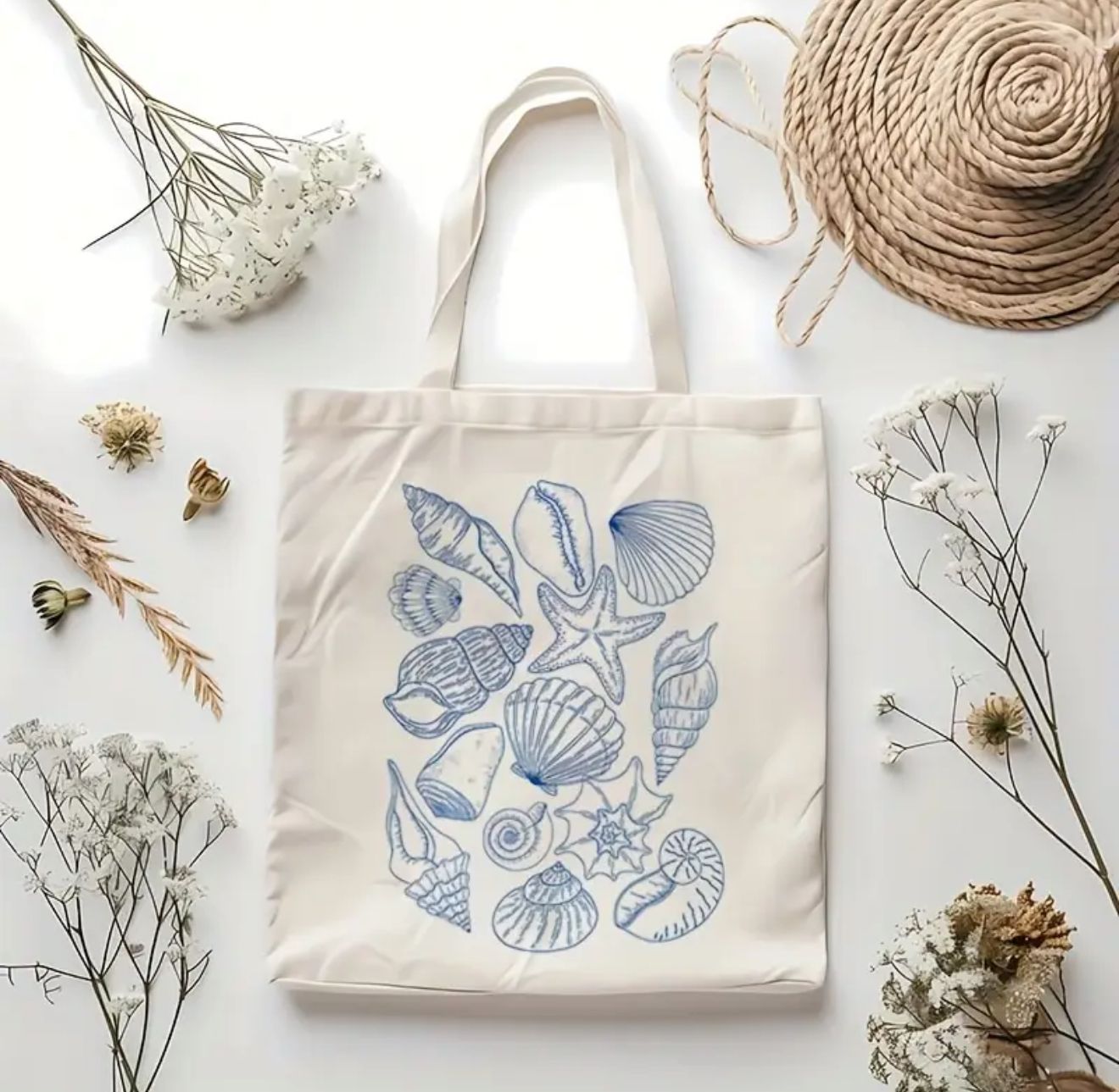 Shore Line Handbag - Inspirational Canvas Bag for Shopping, Beach Days, Eco-Friendly Gift, Daily Reminder Bag, Reusable Grocery Tote