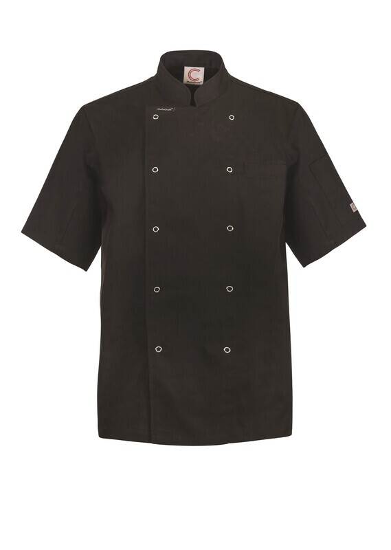 EXECUTIVE CHEF JACKET LIGHTWEIGHT WITH PRESS STUDS - SHORT SLEEVE