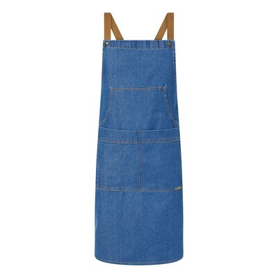 DENIM BIB APRON WITH POUCH