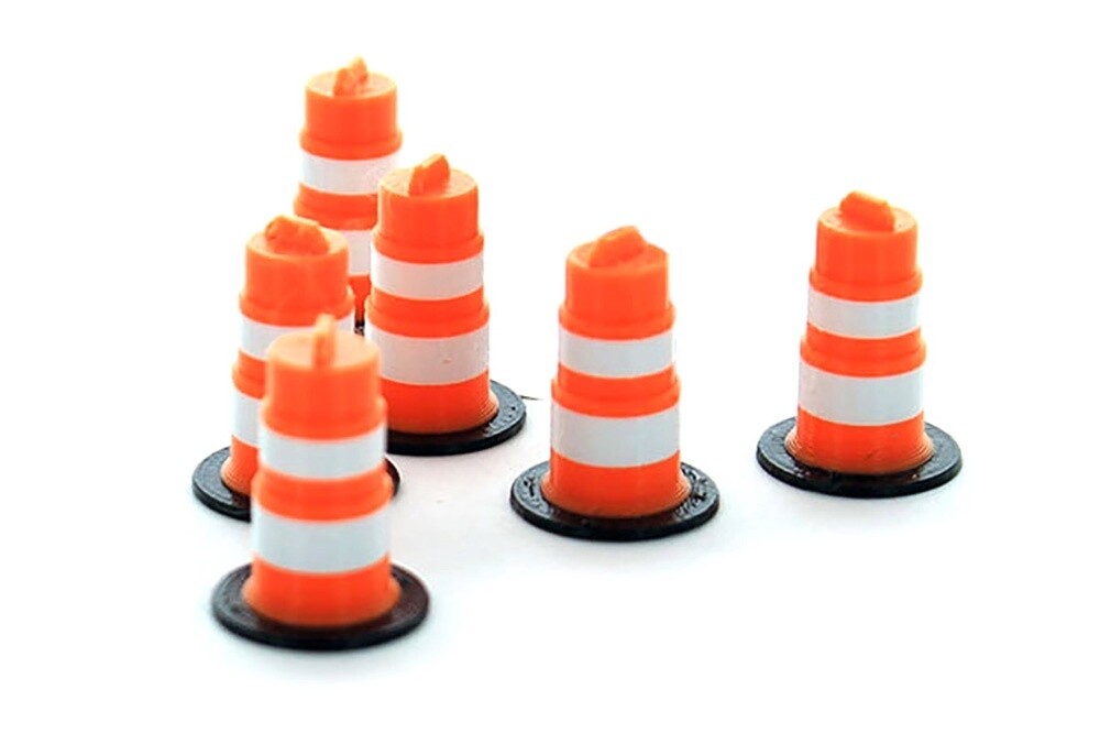 Traffic Barrels - Set of 6 - Orange/White