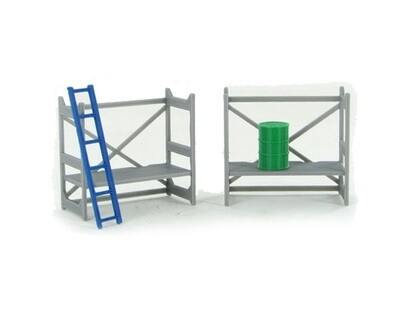 Scaffolding Set with Barrel and Ladder - Gray