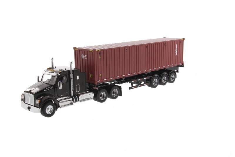 Kenworth T880 SBFA Tractor w/Sleeper &amp; Container - Black/Tex