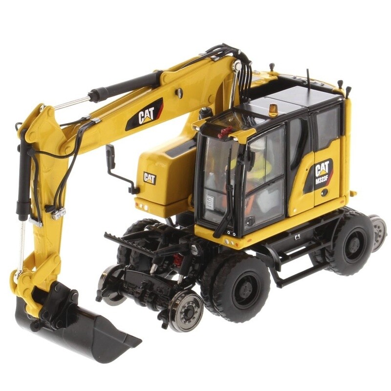 Caterpillar M323F Railroad Wheeled Excavator - Safety Yellow