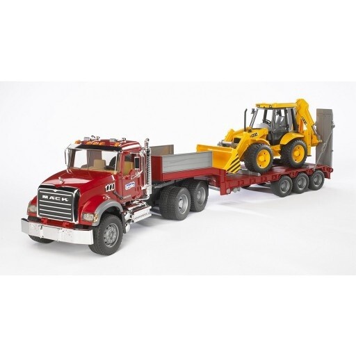 Mack Granite Flatbed w/Lowloader &amp; JCB Backhoe - 1:16