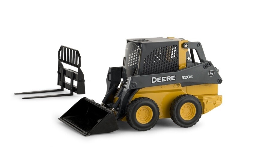 John Deere 320E Compact Wheeled Skid Steer w/Forks - 1:16