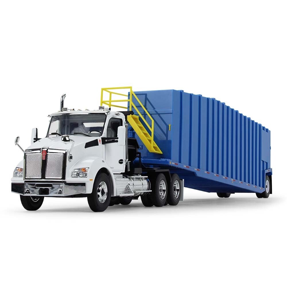 Kenworth T880 Winch Truck w/Frac Tank Trailer - White/Blue - 1:34