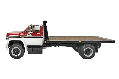 Chevrolet C65 w/Single Axle Flatbed - White/Red - 1:64