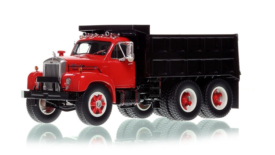 Mack B-61 Tandem Dump Truck - Red/Black w/Black Dump