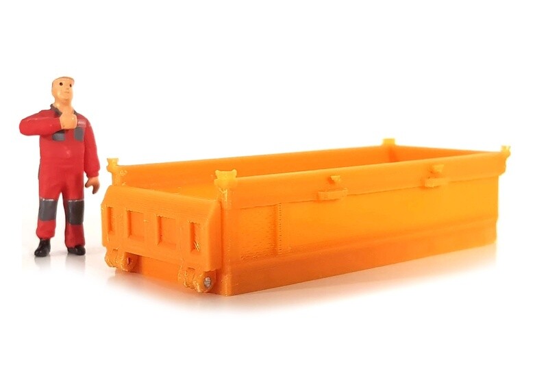 Flat Trough Container 5m3 w/Flip Down Door - Orange