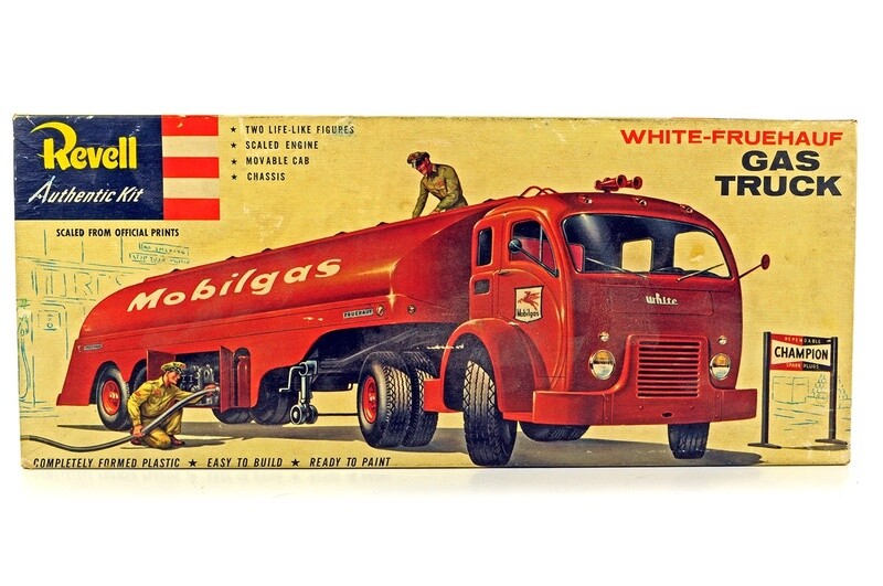 White Fruehauf Gas Truck Model Kit - Mobilgas