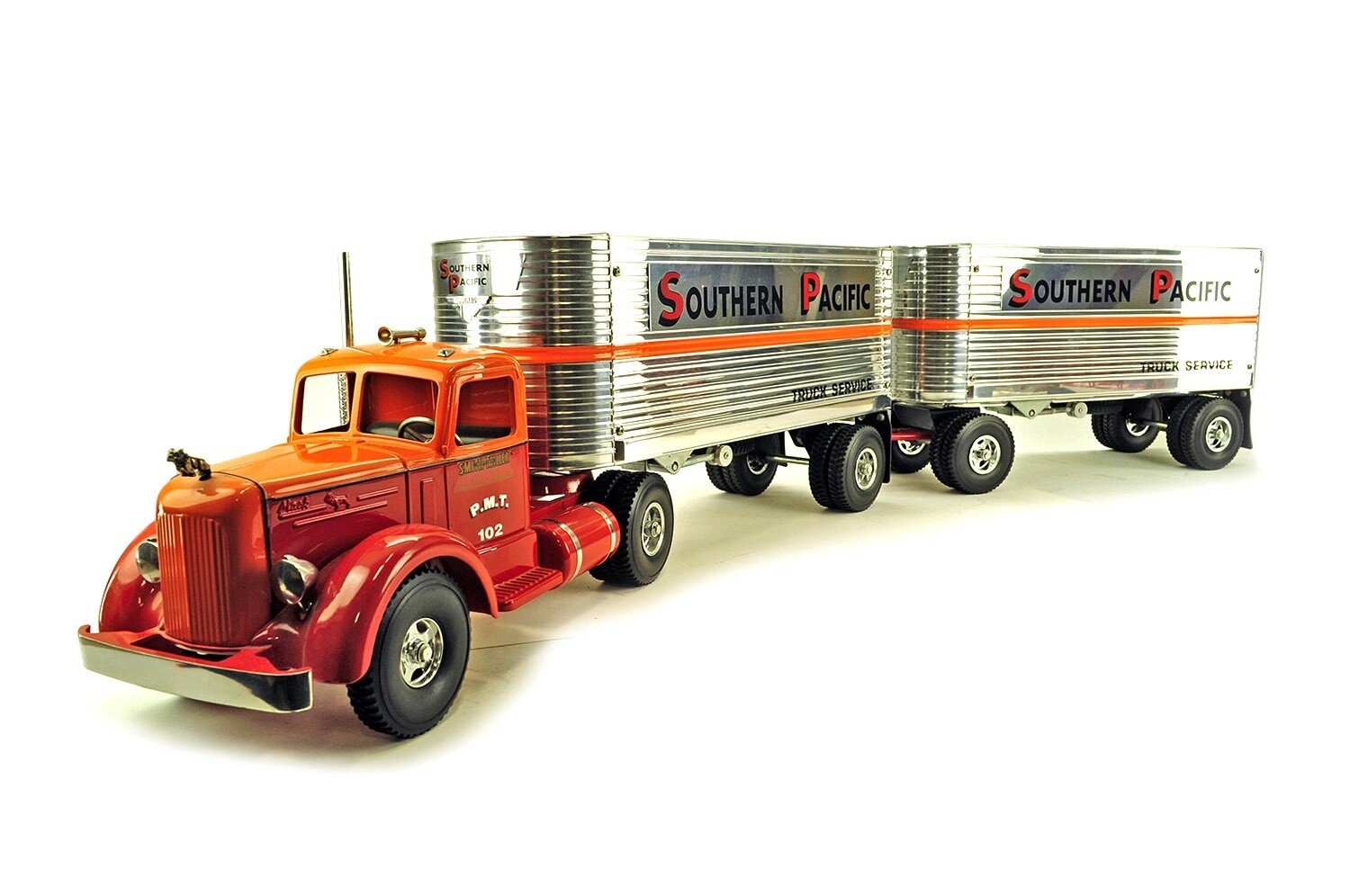 Mack L Model w/Two Van Trailers - Southern Pacific - 1:16