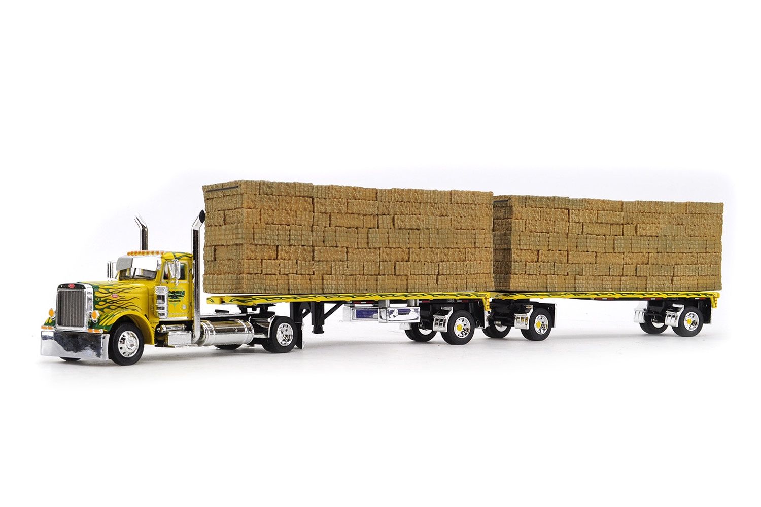 Peterbilt 379 w/Two Pup Trailers and Hay - Maggine &amp; Sons - 1:64